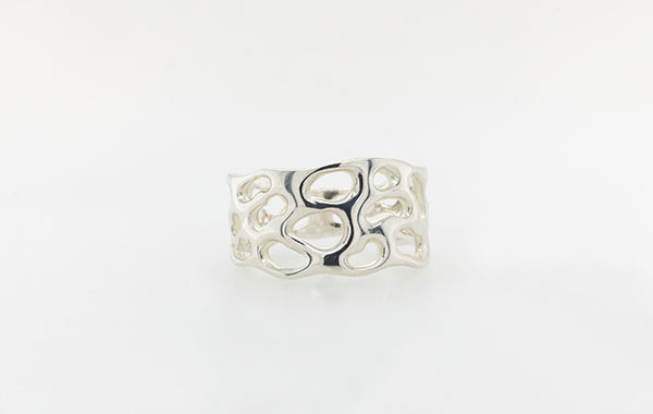 Coral Solid Tall Ring Silver