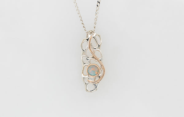 Coral Opal Wire Pendant