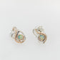 Coral Opal Wire Stud Earrings