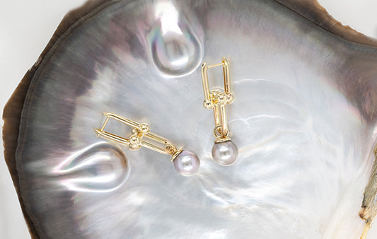 Pearl Saddle-Ball Drop Earrings