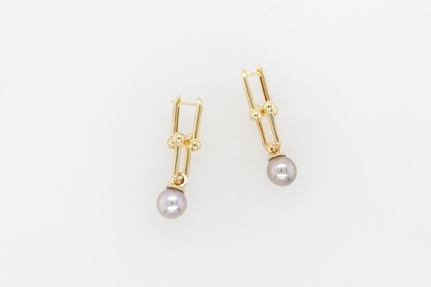 Pearl Saddle-Ball Drop Earrings