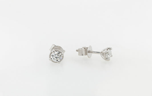 Diamond Millgrain 0.20ct Stud Earrings