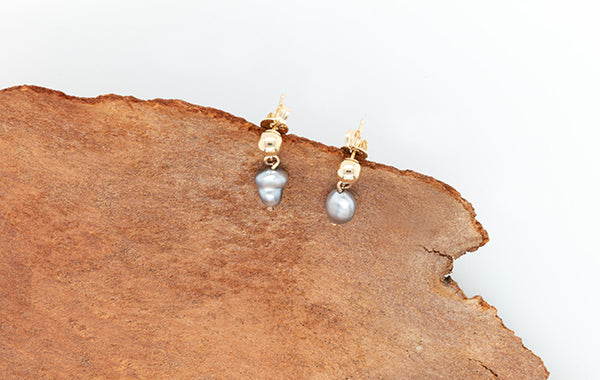 Keshi Pearl Ball Stud Earrings