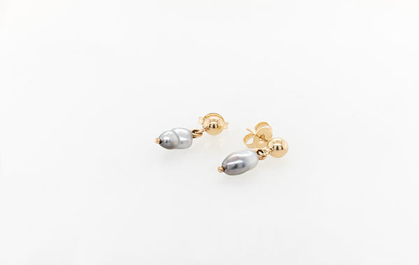 Keshi Pearl Ball Stud Earrings