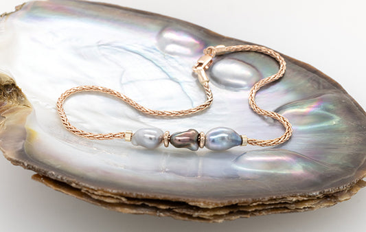 Keshi 3 Pearl Wheat Bracelet