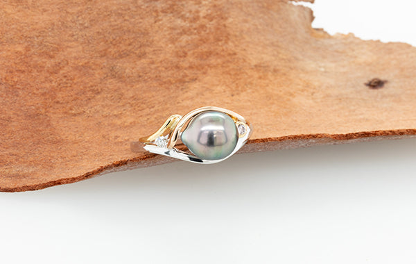 Pearl & 6PP Diamond Ring