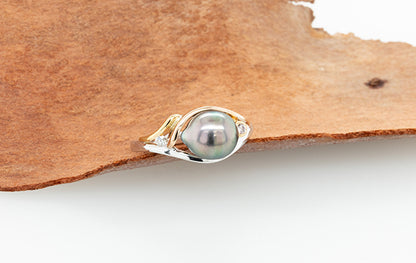 Pearl & 6PP Diamond Ring