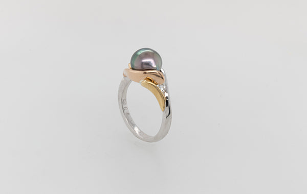 Pearl & 6PP Diamond Ring