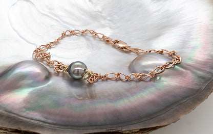 Pearl Figaro Gold Bracelet 19cm