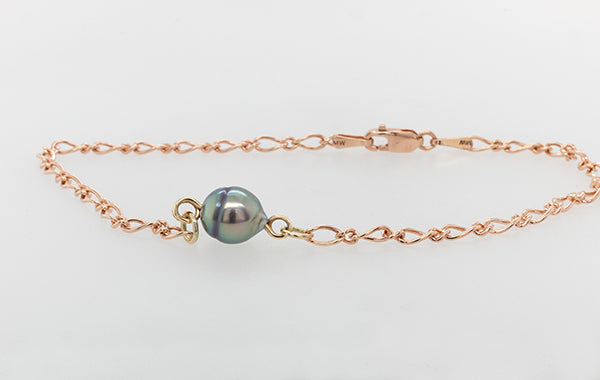 Pearl Figaro Gold Bracelet 19cm