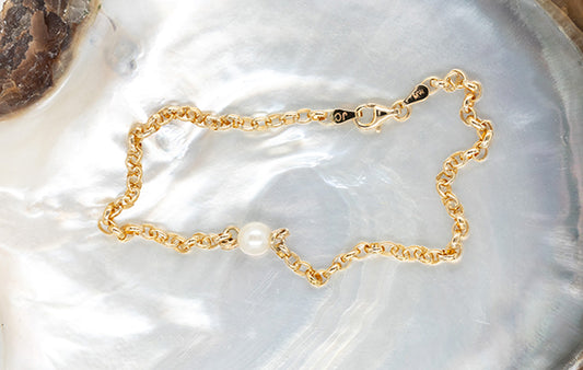 Pearl Akoya Gold Belcher Anklet