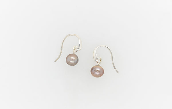 Pearl Knife Edge Plum Drop Earrings