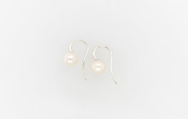 Pearl Akoya and Silver Hook Earrings