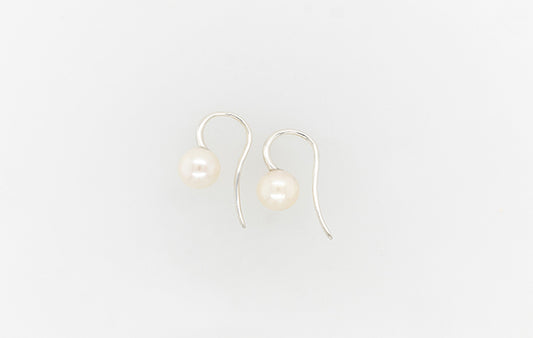 Pearl Akoya and Silver Hook Earrings