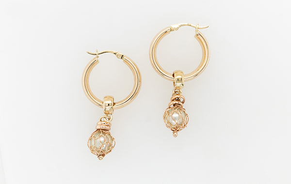 French Knitted Pearl Hoop Earrings