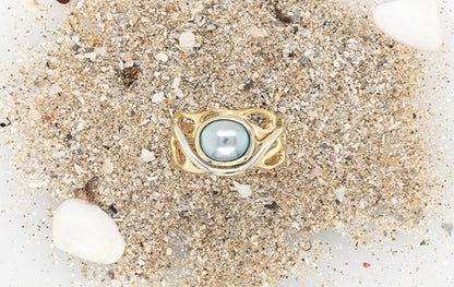 Pearl Coral Two Tone Ring