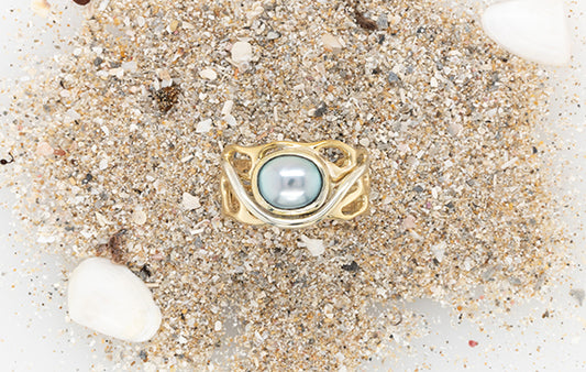 Pearl Coral Two Tone Ring