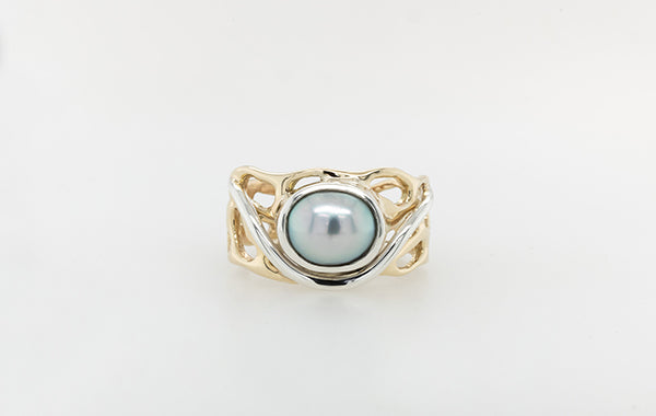 Pearl Coral Two Tone Ring