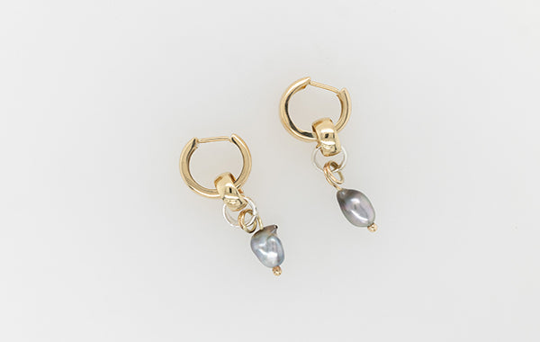 Pearl Keshi Double Link Hoops