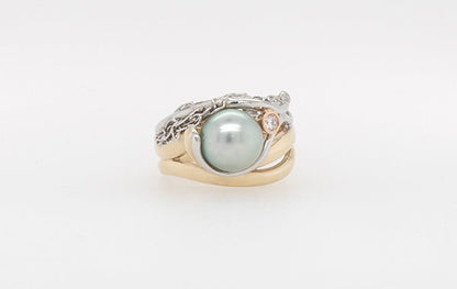 Natural Akoya Pearl Diamond & Frenck Knitting Ring