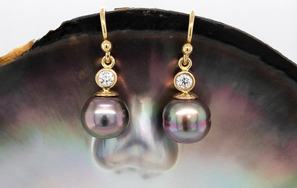 Pearl & Diamond Drop Earrings