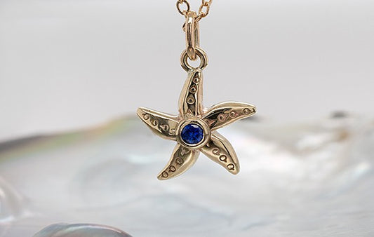 Starfish Pendant with Ceylon Sapphire