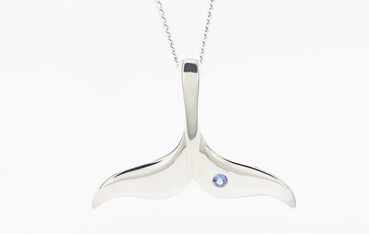 Whale Tail Pendant SS Tanzanite 2.5mm