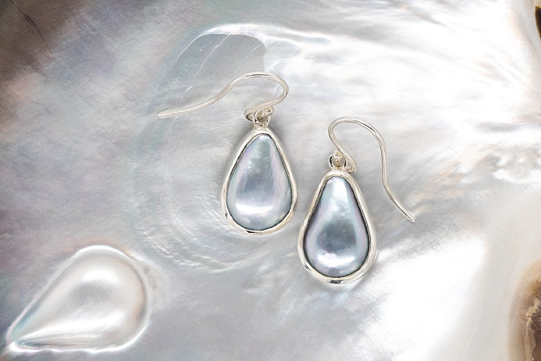 Mabe Pearl Pear Earrings SS